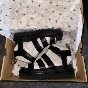 Dr. Martens Women's Blaire Hydro Black Leather Strap Sandals, Size: 7